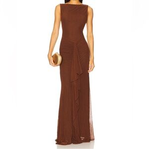 Elegant Brown Sleeveless Dress